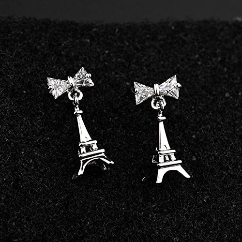 Eiffel Tower Earring,18K Gold Plated Bow Beautiful Crystal Fashion Earring Cubic Zirconia CZ