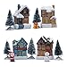 QPURP Christmas Light Up Tiny Village Houses Building Sets Christmas Town Scene Display Indoor Christmas Decorations (Set of 4 Styles)