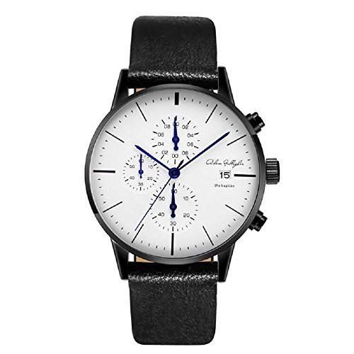 Wrist Watches Men Watch Monschau Minimalist Quartz Wristwatch Chronograph Black Genuine Leather Band Calendar Luxury 43mm Round Watch