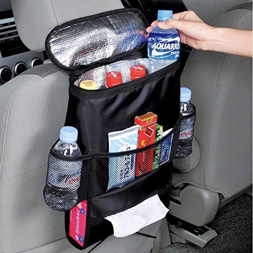 ZQ House Headrest Mount Bag Multifunction Oxford Waterproof Baby Feeding Bottle Cover Thermal Bag Tissue Box Storage Hanging Car Seat Organizer Mum Bag(Black) Durable (Color : Black)
