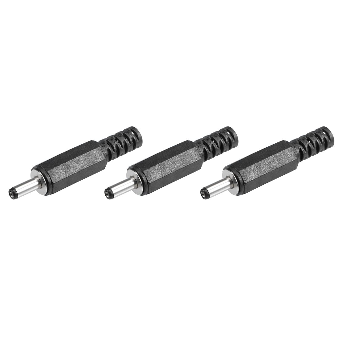 sourcing map 3Pcs DC Male Connector 3.5mm x 1mm Power Cable Jack Adapter Black