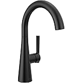 Delta Modern Matte Black Single Hole Bar Sink Faucet, Single Handle Prep Sink Faucet, Matte Black 14882LF-BL