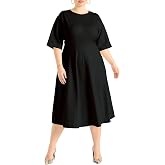 ELOQUII Seam Detail Ponte Workwear Midi Dress | Women's Plus Size