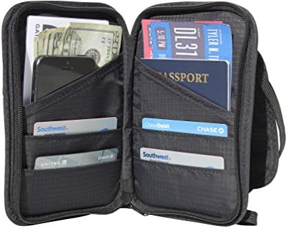 Travel Wallet and Passport Holder Neck Pouch - RFID Blocking Document Organizer