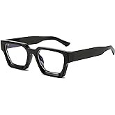 EYLRIM Thick Square Frame Blue Light Glasses for Women Men Non Prescription Computer Eyeglasses