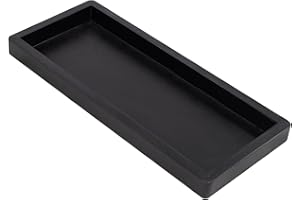 MAONAME Black Bathroom Vanity Tray, Rustic Long Narrow Rectangle Farmhouse Wood Countertop Organizer Tray for Candle, Perfume - 15.7" L x 6.8" W