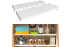 MIYUPTC Large Expandable Closet Storage Shelves with Seamless Sticker, 15.8'' Width Adjustable Wardrobe Shelf Storage Rack DIY Divider RV Separator for Cabinet Pantry, 2Pack