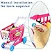 Fajiabao Shopping Cart with Wheels Pretend Play Food Kitchen Grocery Toys Plastic Pink Trolley Supermarket Playset for Kids Toddlers Boys Girls 3 4 5 6 Years Old