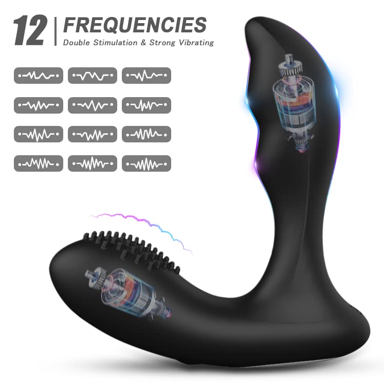 Prostate Massager Anal Vibrator Anal Vibrating Plug with Remote Control, G-spot Vibrator Sex Toys for Men, Women and Couple, Upgraded Rechargeable 12 Speeds Waterproof Silicone Soft Skin-Friendly