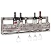 MyGift Distressed Gray Barnwood Wall-Mounted Stemware Glasses & Wine Bottle Display Rack