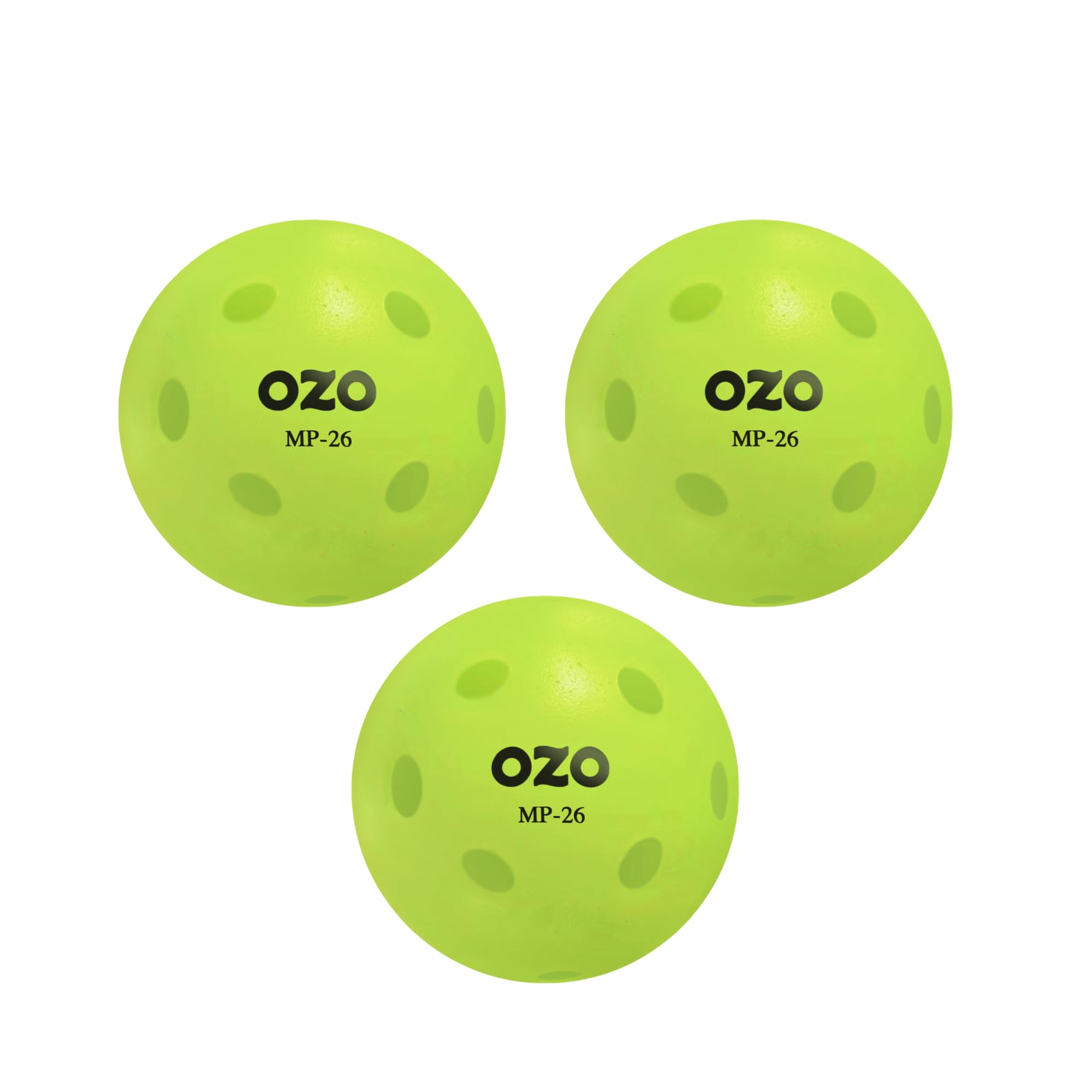 OZO Pickleball - Set of 3 Indoor Balls, 26 holes, Rotational Mould
