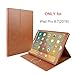BoriYuan iPad Pro 9.7 Case, Vintage Genuine Leather Smart Cover Protective Slim Folio Flip Stand for Apple iPad Pro 9.7 Inch with Card Slot Magnetic Sleep/Wake+Stylus+Screen Protector, Brown