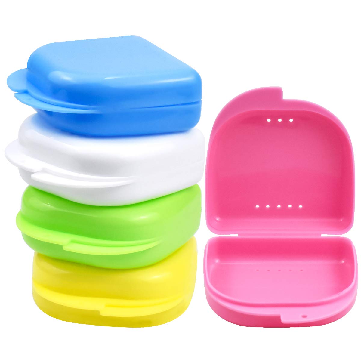 NATUCE Portable Retainer Case 5pcs Mouth Guard Case Dental Orthodontic Retainer Box Denture Storage Container False Teeth Box