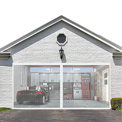 LIAMST Garage Screen Door (16.3* 7.15FT White) for Double Garage Doors