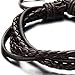 COOLSTEELANDBEYOND Hand-Made Mens Brown Braided Leather Bracelet Multi-Strand Genuine Leather Wristband Wrap Bracelet