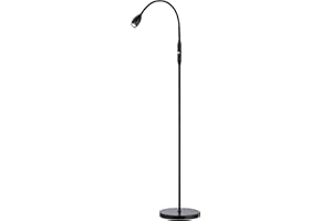 O'BRIGHT O’Bright Ray – Adjustable LED Beam Floor Lamp, Dimmable and Zoomable Spotlight, Flexible Gooseneck, Reading/Crafting Standing Lamp, Work Table Light, Matte Black
