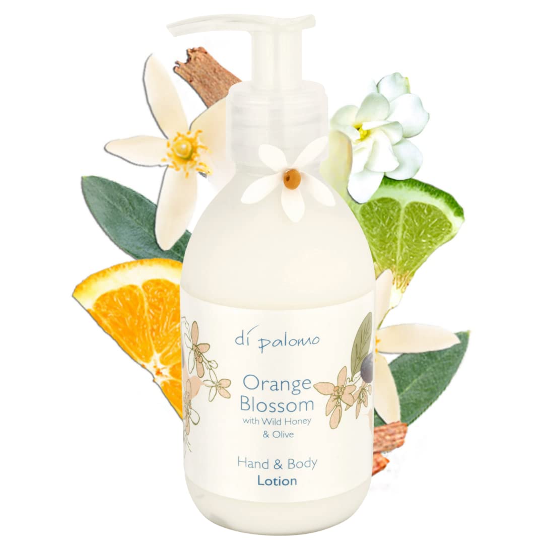 Di Palomo Orange Blossom & Honey Hand & Body Lotion -240ml. Moisturising body cream and hand cream for very dry hands packed hand and body lotion moisturiser for hands and body with nail care