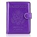 ACdream Passport Holder Cover, Leather Travel Wallet Case, RFID Blocking Document Organizer Protecrtor, with Slots for Credit Cards, Boarding Pass, for Women and Men - Purple