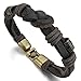 INBLUE Men's Alloy Genuine Leather Bracelet Bangle Rope Brown Gold Tone Braided Tribal
