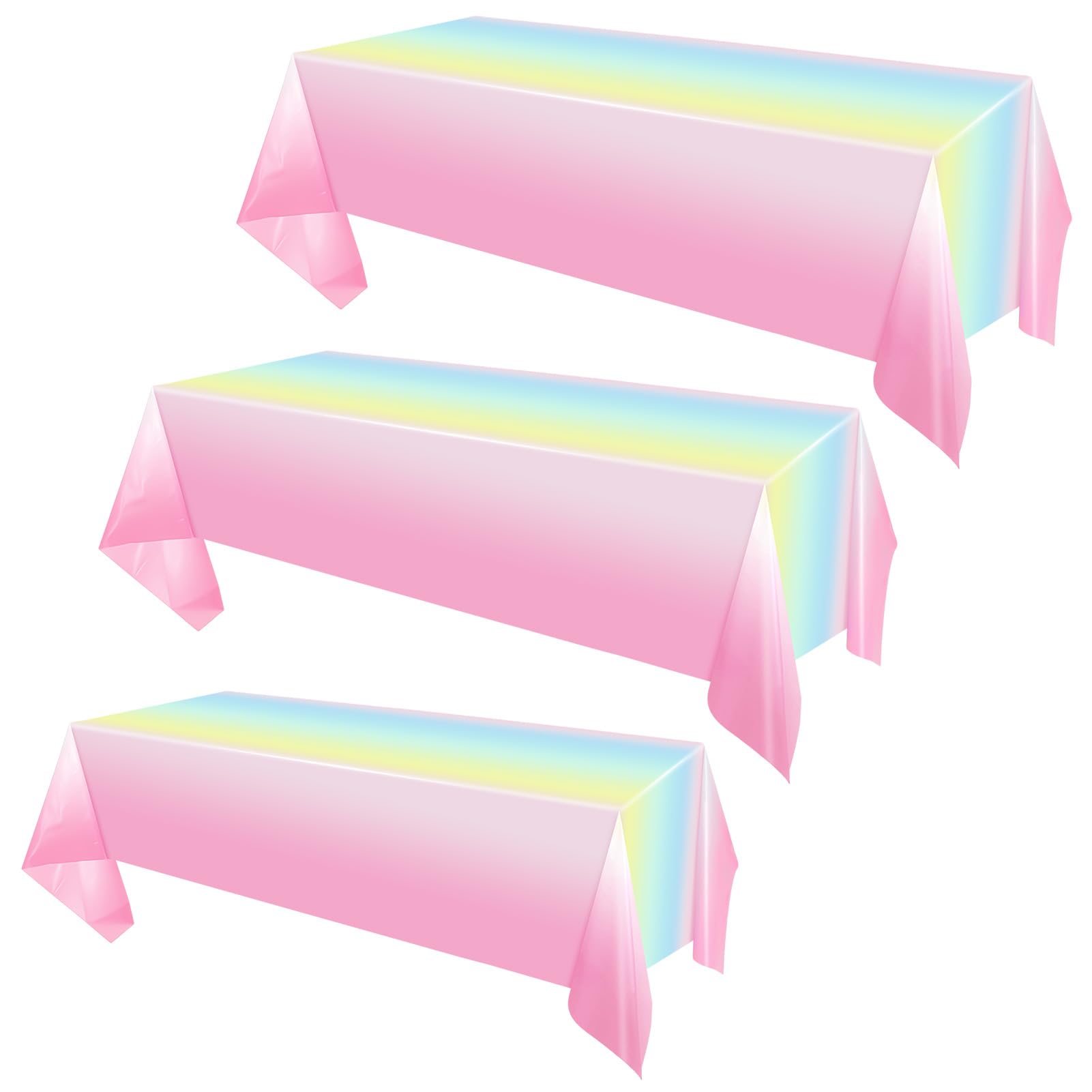 GSrenyu 3 Pack Rainbow Table Cloth 54'' x 108'' Table Cover, Pastel Tablecloth Rectangle for Kids Birthday, Baby Shower, Wedding Cocktail Party Decorations
