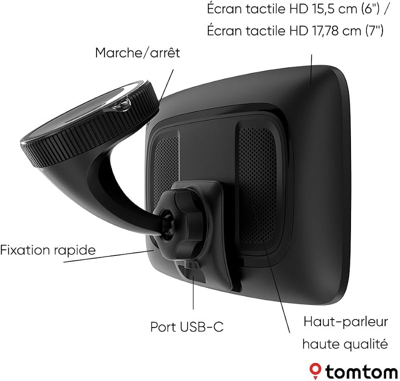 GPS GO Superior (Ecran 7 Pouces, Info Trafic, Alertes de Zones de Danger, Cartes Monde, Mise à Jour Rapide Via WiFi, Prix du Carburant, Fixation Magnétique Alimentée) - Nouveau Logiciel