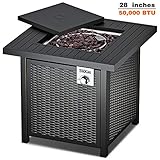 TACKLIFE Gas Fire Table, Auto-Ignition Outdoor Propane Gas Fire Pit Table with Cover, 28 inch 50,000 BTU