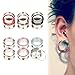 TOPBRIGHT 6 Pairs Rhinestone Crystal Screw Surgical Steel Tunnels Ear Expander Plugs Piercing Gauges