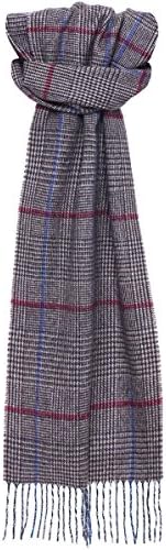Hemley Men's Cashmere Blend Houndstooth Tartan Scarf Beige One Size