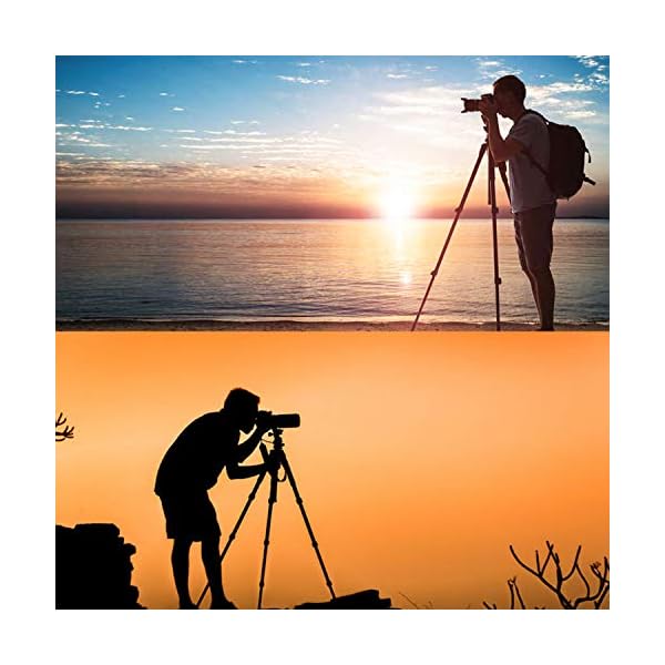 JEIFN Q111 Professionelle Aluminium Kamera Stativ Camcorder Stand mit Pan Kopfplatte für DSLR DV Videoständer Orange – Bild 8