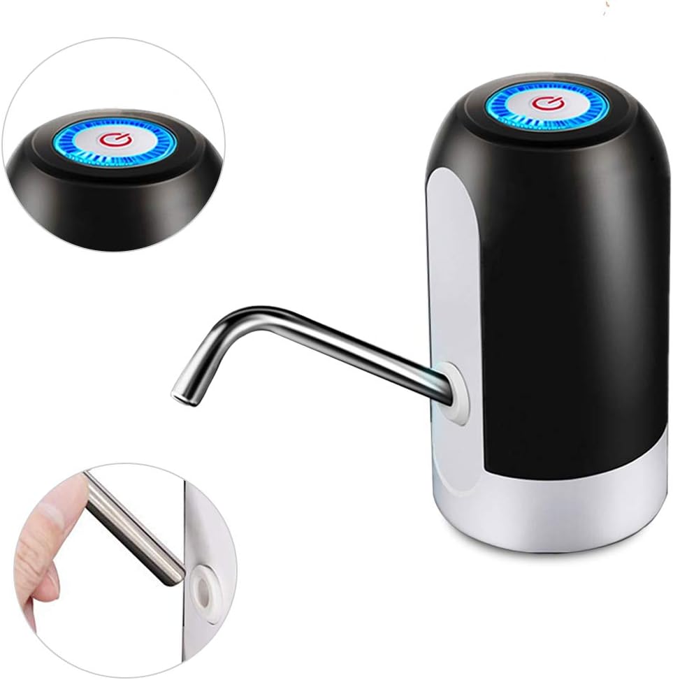 HUAPPNIO Water Bottle Pump Electric Portable USB Charging for 5 Gallon Water Bottle with 1200MAH Battery Powered Black - - 