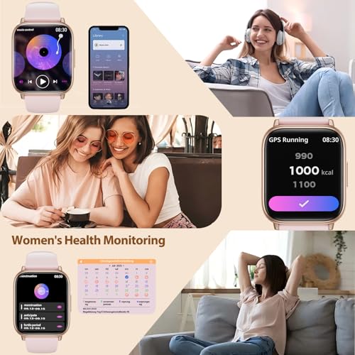 Women's Smart Watch with Bluetooth Calling, 1.83 Inch HD Smartwatch with 24H Heart Rate, SpO2, Sleep, IP68 Pedometer 120+ Sports Modes Fitness Tracker for Android iOS Rose Gold (Roségold)
