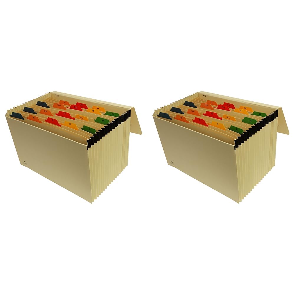 Cathedral Products | 19 Pocket Manila Expanding File with Lettered Tabs A-Z,Brown (Pack of 2)