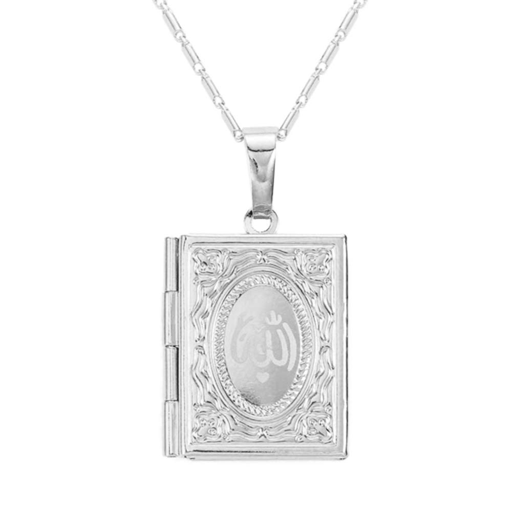 Chandler Middle East Muslim Quran Muslim Allah Quran Box Holds Photos Necklace Jewelry for Women Men Girls Gifts