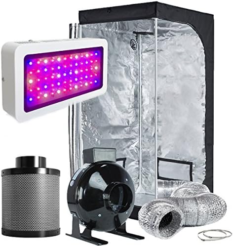 Hydro Plus Grow Tent Complete Kit LED 300W Grow Light + 4" Fan Filter Ventilation Kit + 32"x32"x63" Grow Tent Setup Hydroponics Indoor Plants Growing System (LED300W+32"x32"x63"+4" Filter Kit)