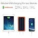 Solar Charger Friengood 15000mAh Portable Solar Power Bank Dual USB Ports Solar Phone Battery Charger with 6 LED Flashlight Light for iPhone, iPad, Samsung and More (Orange)
