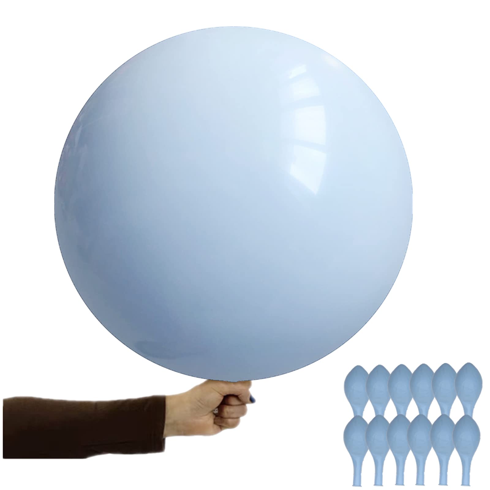 12 Pcs 18 Inch Baby Blue Macaron Pastel Latex Balloons - Romantic Balloons for Wedding, Birthday, Halloween, Christmas, Baby Shower, Carnival