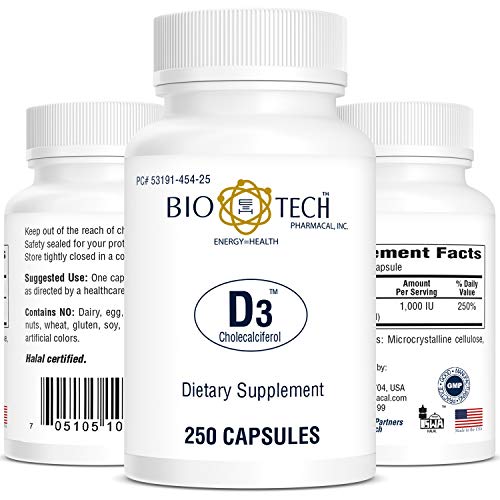 BioTech Pharmacal Vitamin D3 (D3 1k IU, 250 Count) Sinus Shop