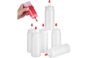Kichvoe 6PCS Plastic Squeeze Sauce Bottles: 6Pcs Woodworking Glue Bottle 120ML/4OZ Empty Salad Container Refillable Dispensin
