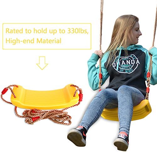 Child Swing for Outdoor Activities Playground Swing Set Accessories with Heavy Duty Hooks, Applicable to Indoor, Infant School, Garden, Yard, Exercise Use, Yellow