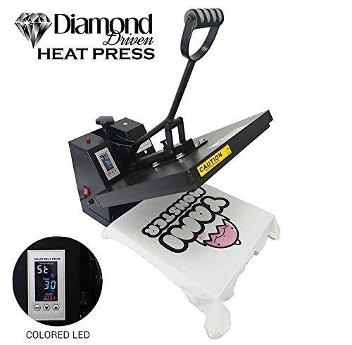 UPC 630194275115, Heat Press Machine For T-Shirt, Professional Industrial Thermal Transfer Quality Color LED Triple Digital Display, Rosin Clamshell 15&quot; x 15&quot; Black NEW UPGRADED VERSION - CE Approved By Diamond Driven