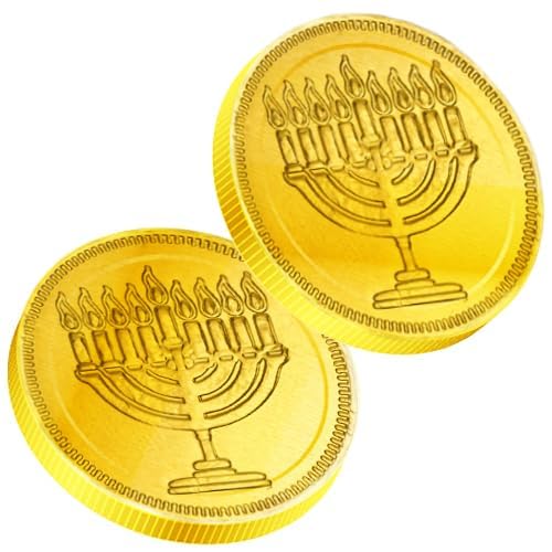THE DREIDEL COMPANY HANUKKAH GELT, NUT-FREE, BELGIAN COINS, FOIL WRAPPED GOLD COINS, KOSHER CHANUKAH GELT (1 POUND)