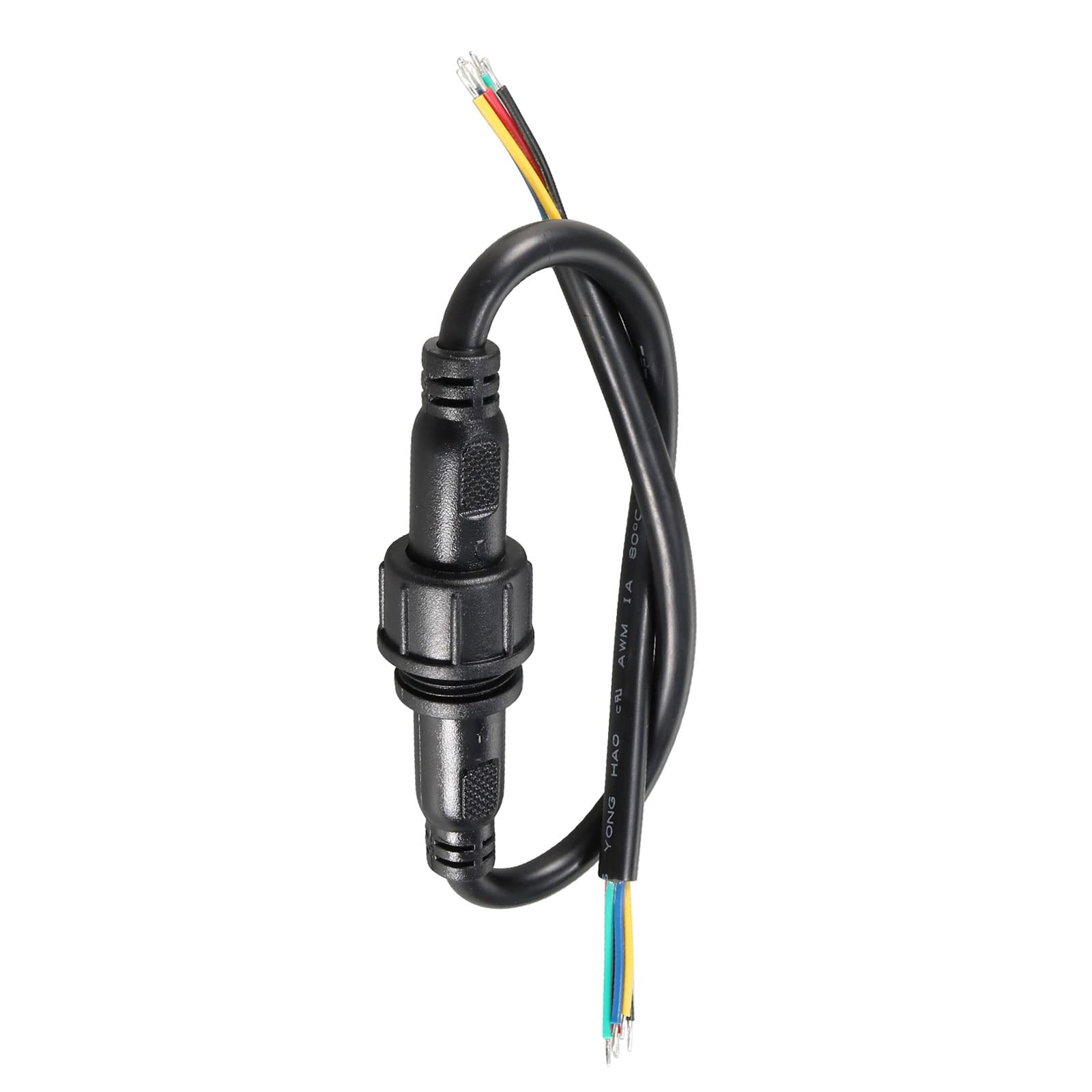 Rebower 5 Pin Electrical Connector Waterproof, [for LED Light Strip Electronic Equipment Transformers] - 16" / Black/ 2Pcs