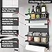 Refrigerator Organizer 4 Tier Magnetic Fridge Spice Rack Paper Towel Holder Multi-purpose Storage Shelf with 5 Hooks, Black