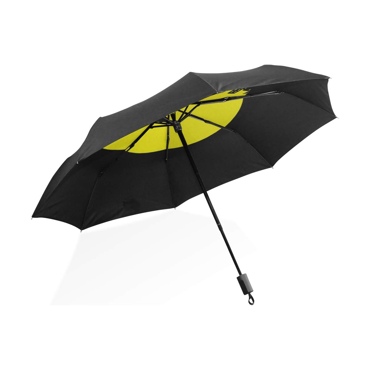 ISAOA Black Batman Windproof Ultra Light UV Protection Umbrella for Women Men, 122cm Canopy, Auto Open Button, Fibreglass Handle, Solid Color, Rain & Sun Use