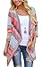 DEARCASE Cardigan for Women Lightweight Shawl Sweaters Red Striped X-Large 3/4 Sleeve Open Front Drape Ladies Kimono Casual Cover Up Shrug Jackets Thin Duster Summer Fall Cardigans