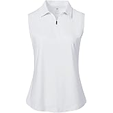 MoFiz Women's Sleeveless Golf Polo Shirts 1/4 Zip Floral Tennis Workout Golf Tank Top
