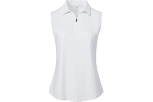 MoFiz Women's Sleeveless Golf Polo Shirts 1/4 Zip Floral Tennis Workout Golf Tank Top