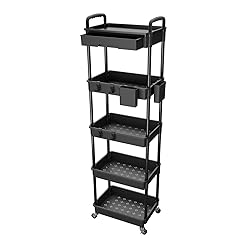 5 Tier Rolling Utility Cart with Drawer,REBECAT