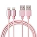 JJCall Lightning to USB Cable, 2 Pack 3 Feet Nylon Braided Sync and Usb Charging Cable/Cord for iPhone,iPad, iPod(Rose Gold)