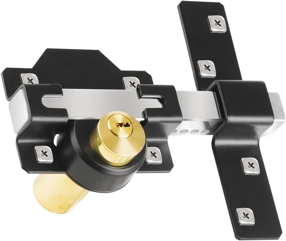 JVSURF Stainless Steel Long Throw Gate Lock 50mm Double Locking 5 Keys
